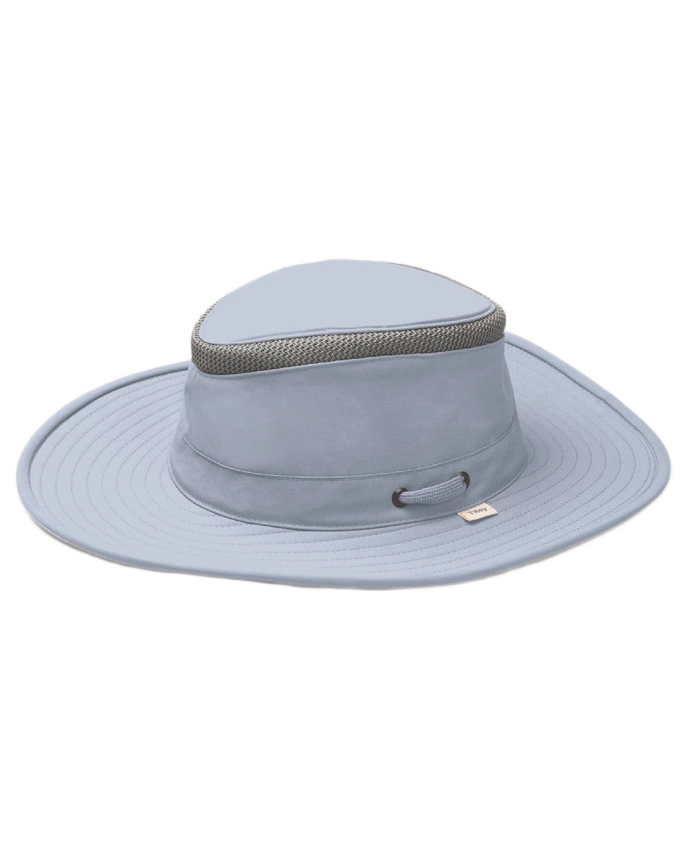Soft Blue Coloured Tilley Airflo Broad Brim Sun Hat on white background 
