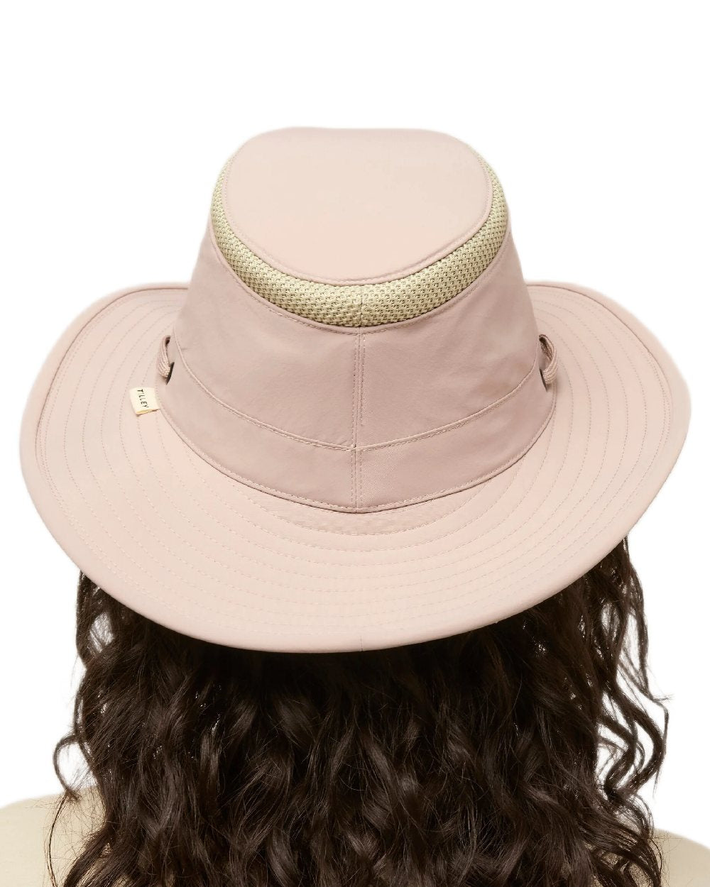 Soft Mauve Coloured Tilley Airflo Broad Brim Sun Hat on white background 
