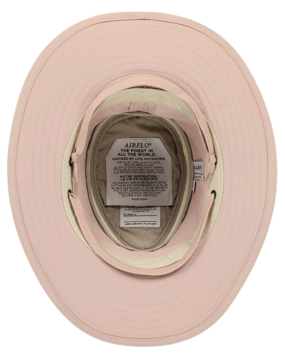 Soft Mauve Coloured Tilley Airflo Broad Brim Sun Hat on white background 