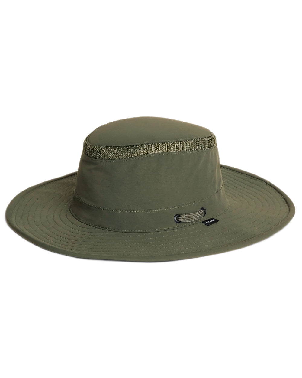 Thyme Green Coloured Tilley Airflo Broad Brim Sun Hat on white background 
