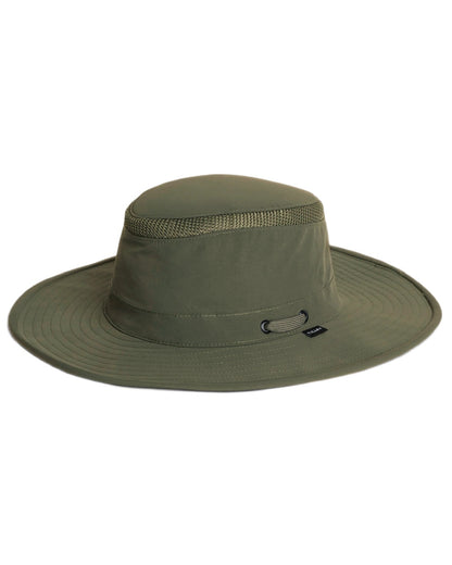 Thyme Green Coloured Tilley Airflo Broad Brim Sun Hat on white background 