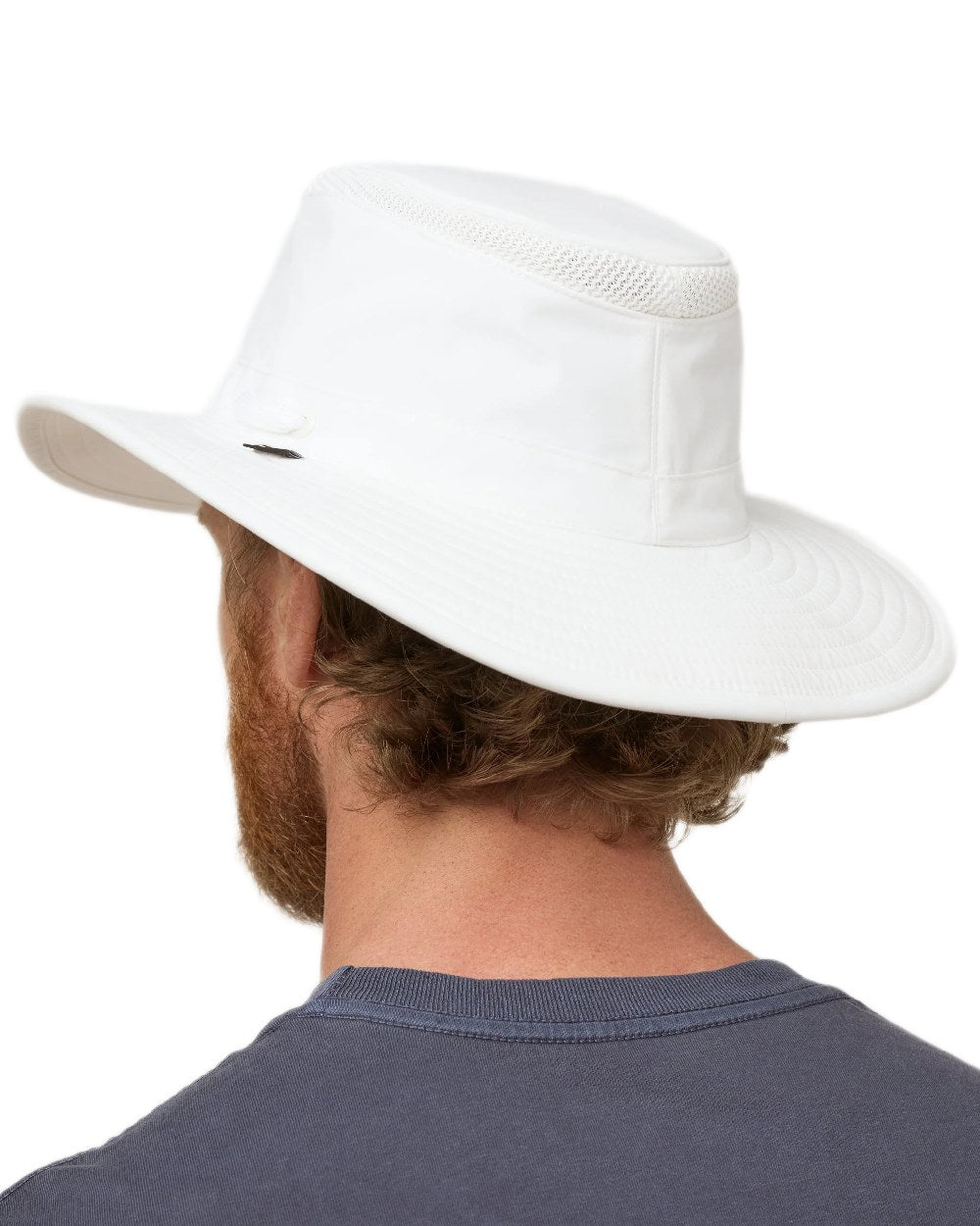 White Coloured Tilley Airflo Broad Brim Sun Hat on white background 