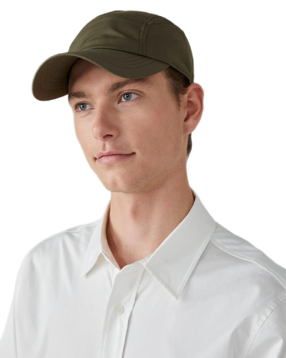 Olive Coloured Tilley Airflo Cap on white background 