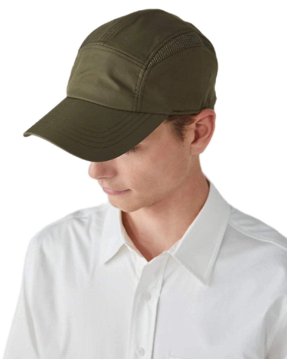 Olive Coloured Tilley Airflo Cap on white background 