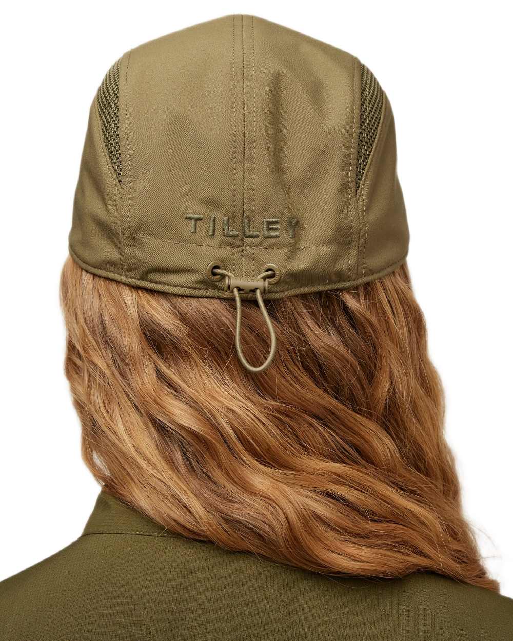 Olive Coloured Tilley Airflo Cap on white background 