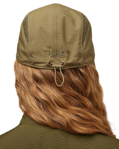 Olive Coloured Tilley Airflo Cap on white background 