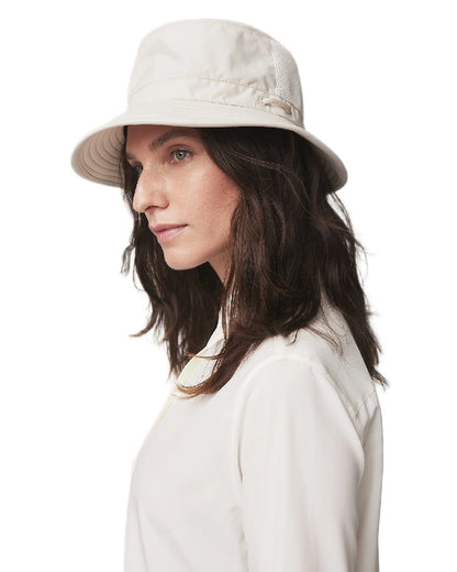 Light Stone Coloured Tilley Airflo LTM1 Bucket Hat on white background 