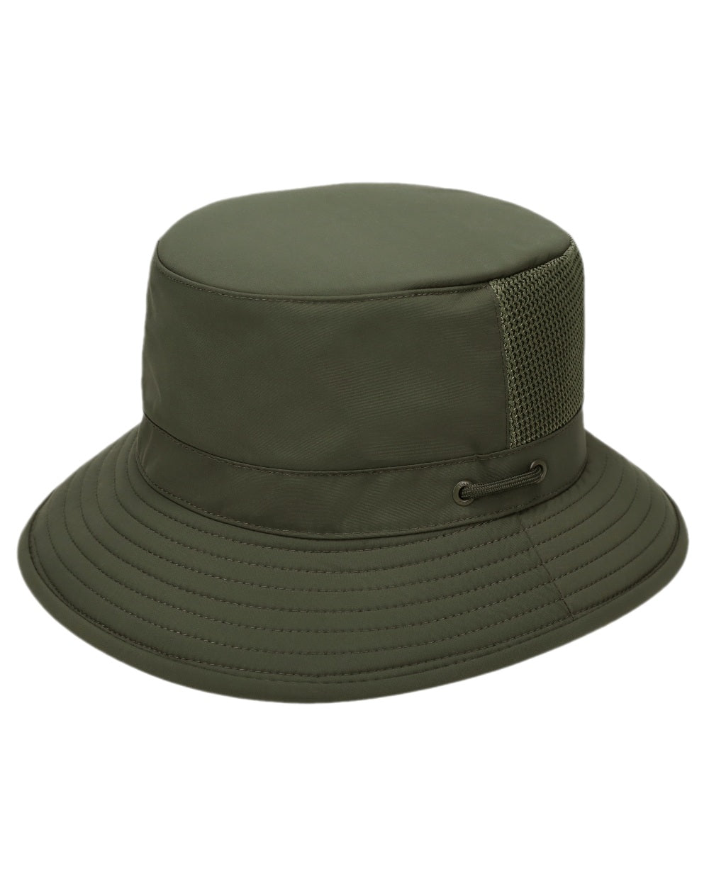 Thyme Green Coloured Tilley Airflo LTM1 Bucket Hat on white background 