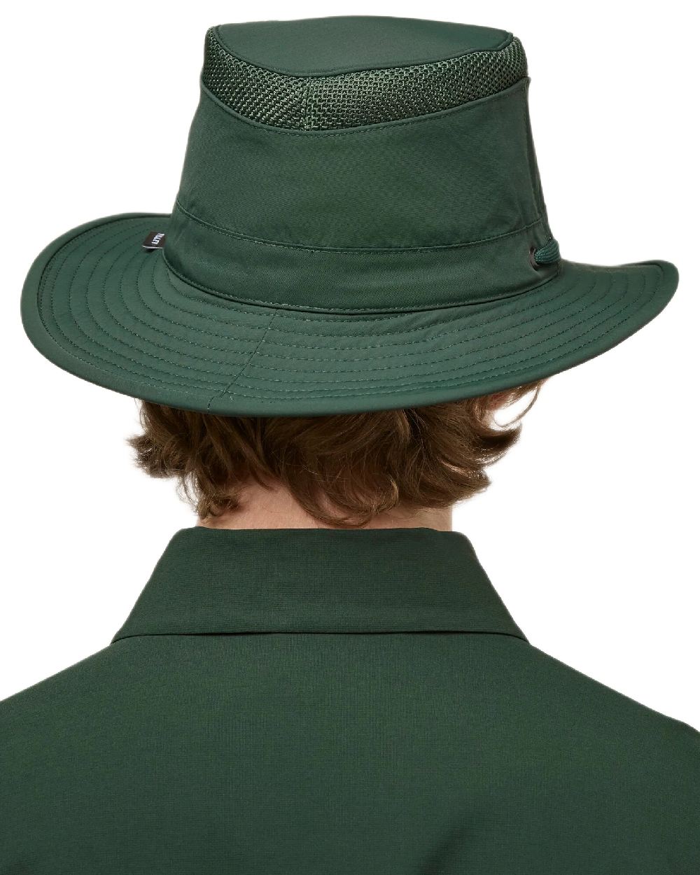 Evergreen Coloured Tilley Airflo Medium Brim Recycled Hat on white background 