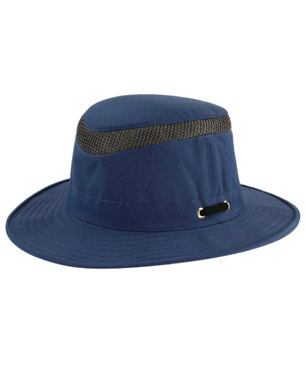 Midnight Navy Coloured Tilley Airflo Medium Brim Recycled Hat on white background 