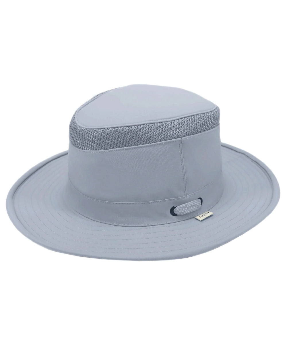 Soft Blue Coloured Tilley Airflo Medium Brim Recycled Hat on white background 
