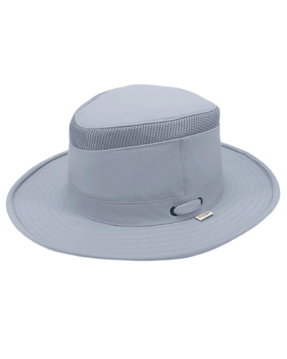 Soft Blue Coloured Tilley Airflo Medium Brim Recycled Hat on white background 