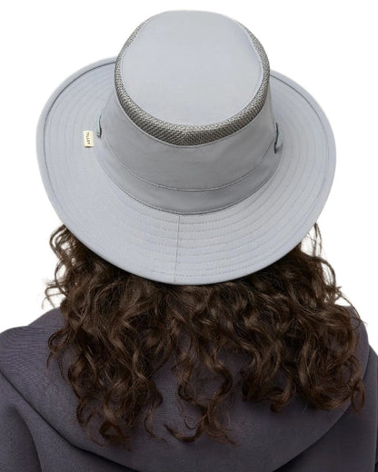 Soft Blue Coloured Tilley Airflo Medium Brim Recycled Hat on white background 