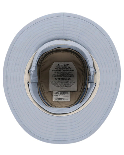 Soft Blue Coloured Tilley Airflo Medium Brim Recycled Hat on white background 