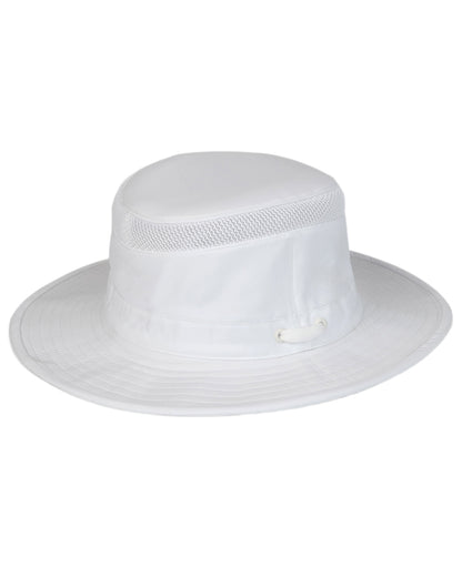 White Coloured Tilley Airflo Medium Brim Recycled Hat on white background 