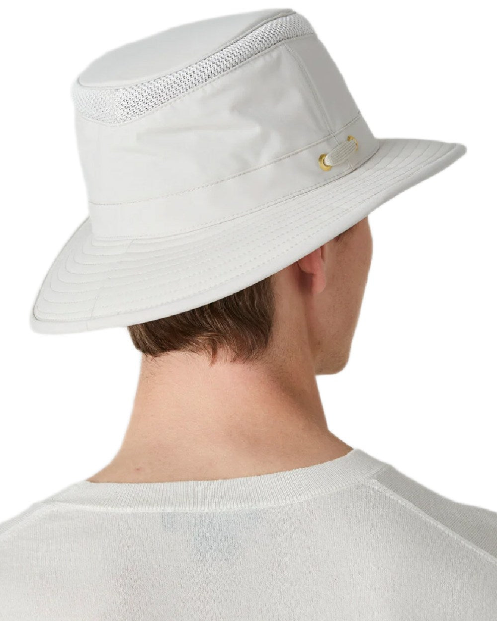 White Coloured Tilley Airflo Medium Brim Recycled Hat on white background 
