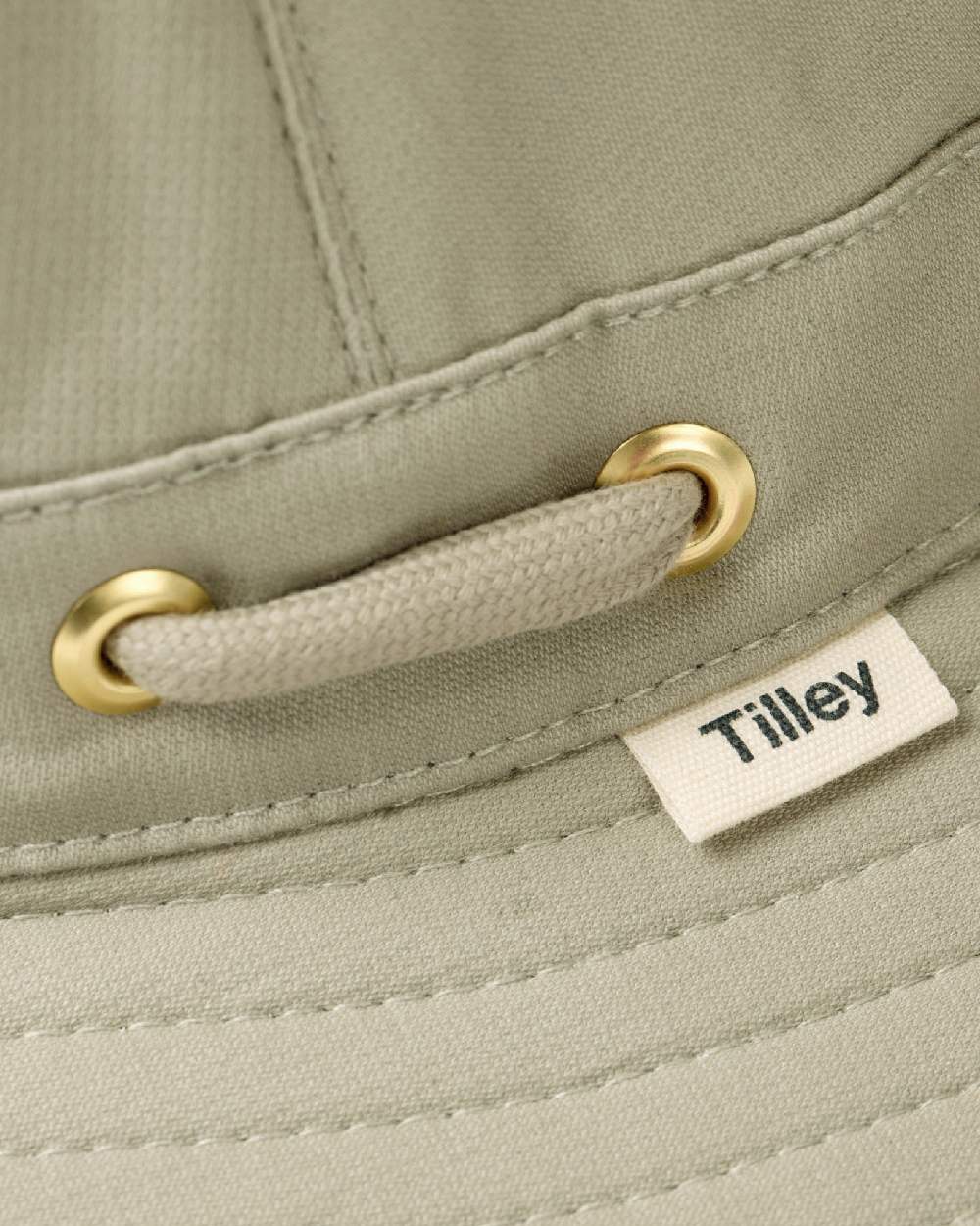 Khaki Olive Coloured Tilley Airflo Organic T5MO Cotton Hat on white background 