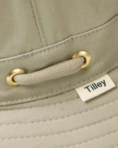 Khaki Olive Coloured Tilley Airflo Organic T5MO Cotton Hat on white background 