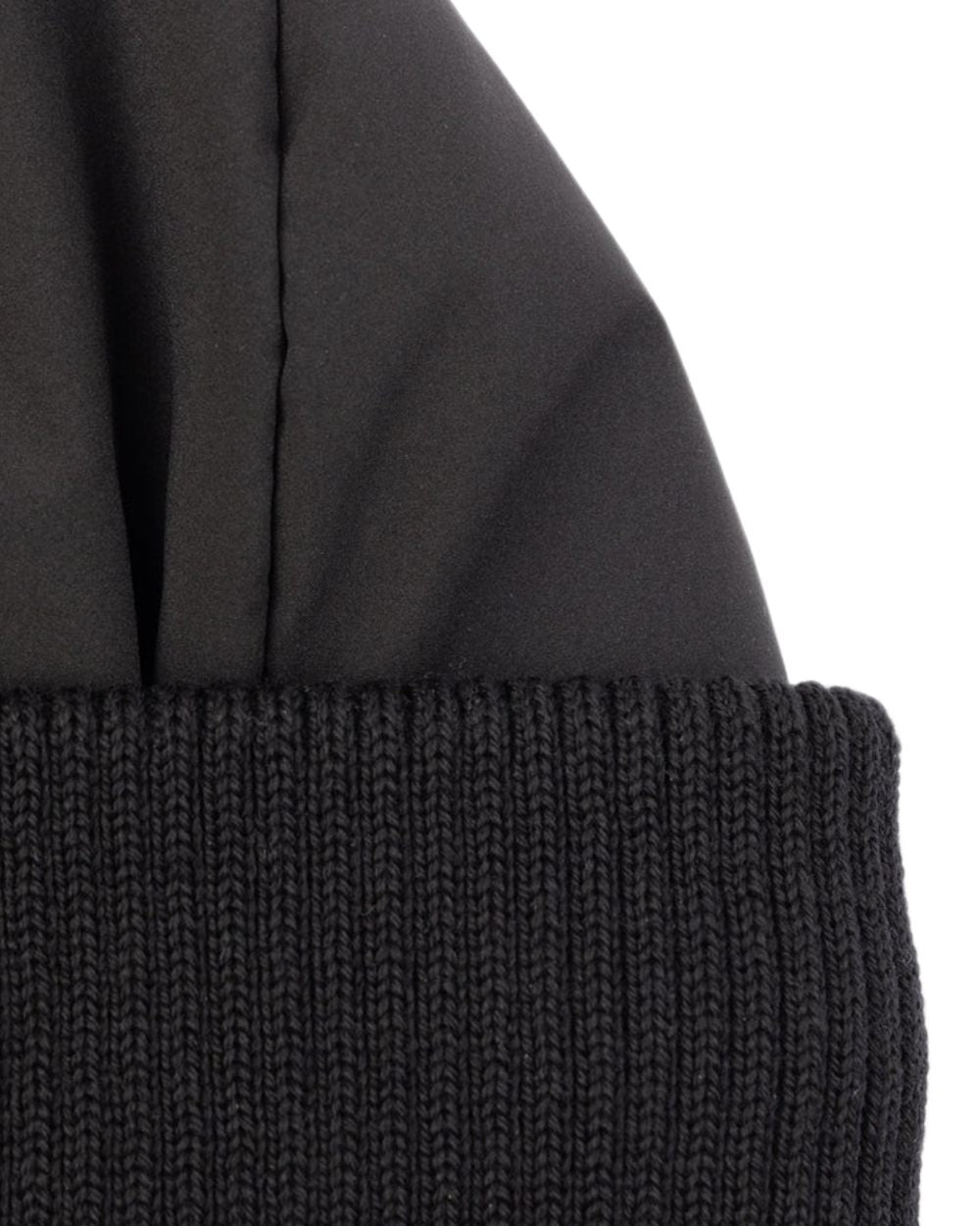 Black coloured Tilley Airlite Down Padded Beanie on white background 