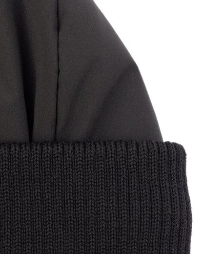 Black coloured Tilley Airlite Down Padded Beanie on white background 