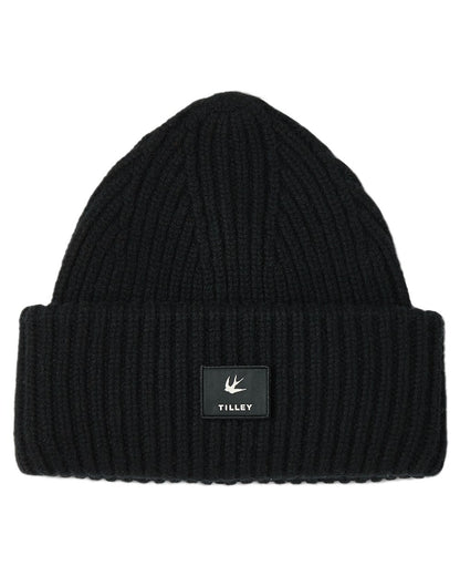 Black Coloured Tilley Alpine Beanie on white background 