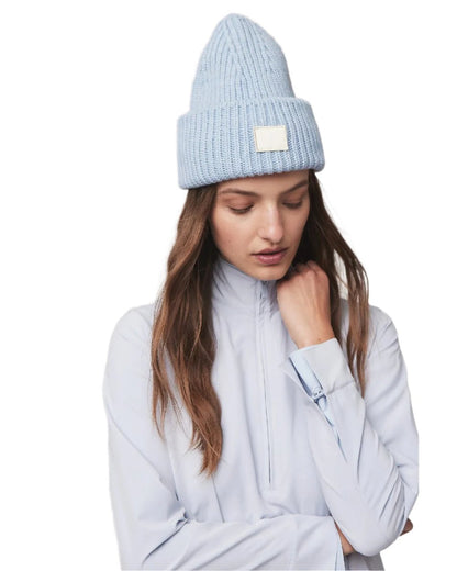 Ice Blue Coloured Tilley Alpine Beanie on white background 