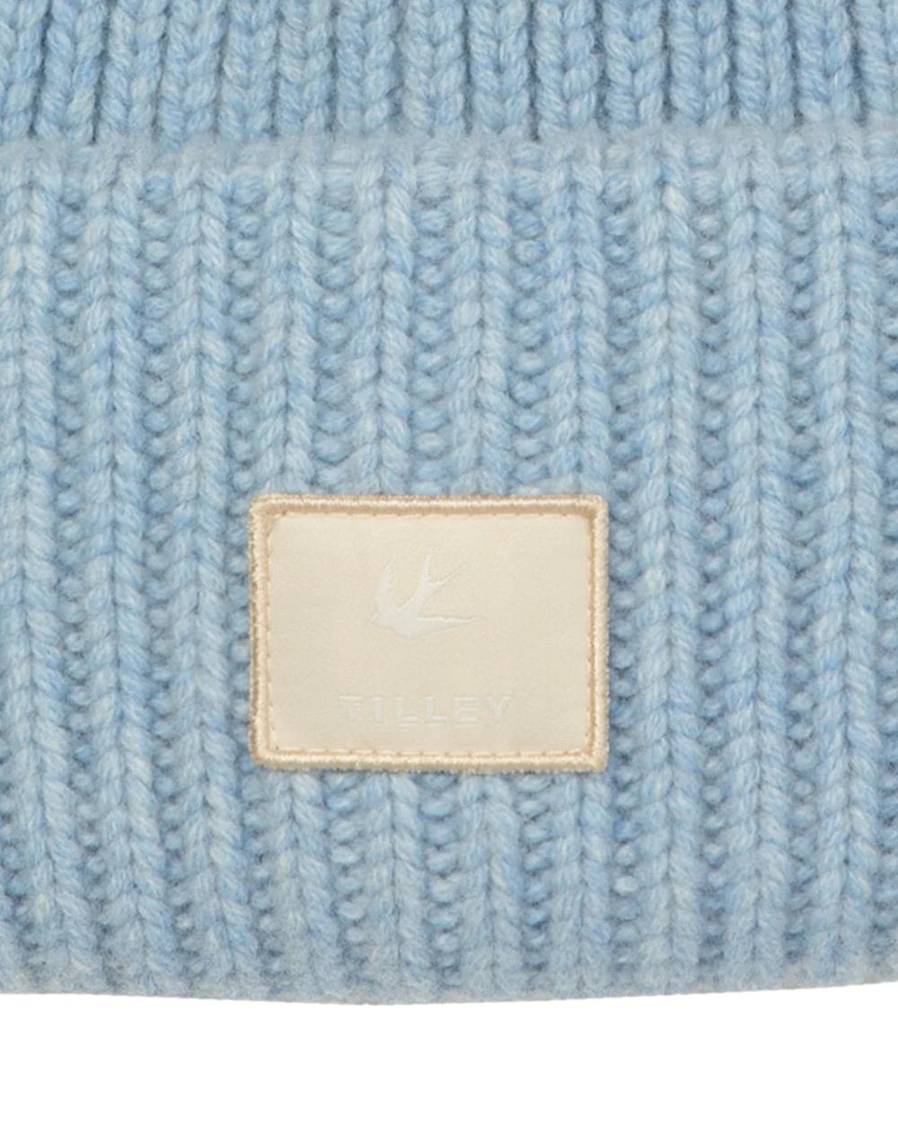 Ice Blue Coloured Tilley Alpine Beanie on white background 