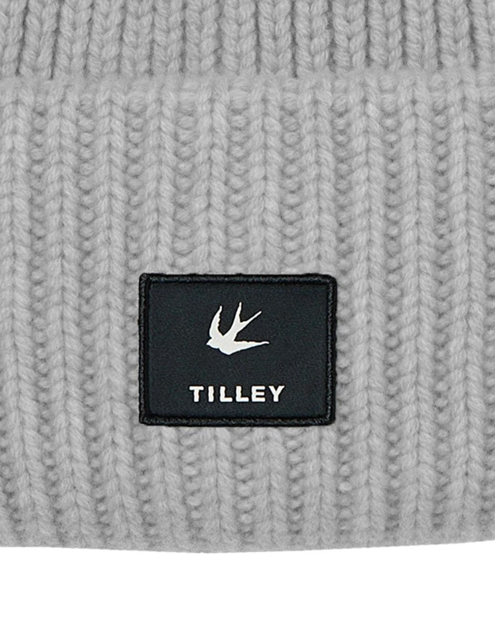 Silver Grey Coloured Tilley Alpine Beanie on white background 