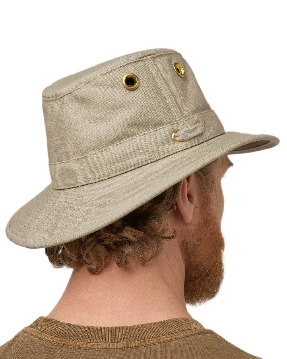 Khaki Olive Coloured Tilley Authentic T5 Hat on white background 