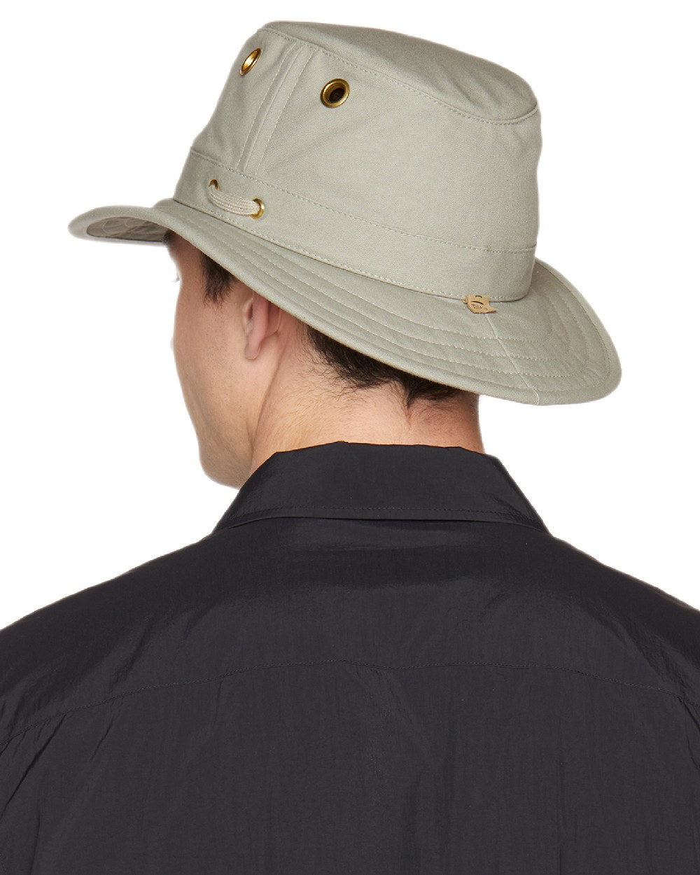 Khaki Olive Coloured Tilley Authentic T5 Hat on white background 