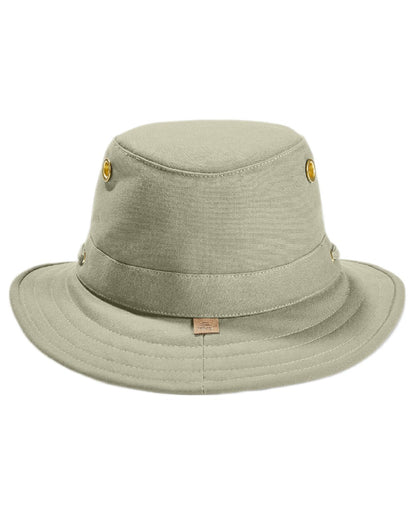 Khaki Olive Coloured Tilley Authentic T5 Hat on white background 