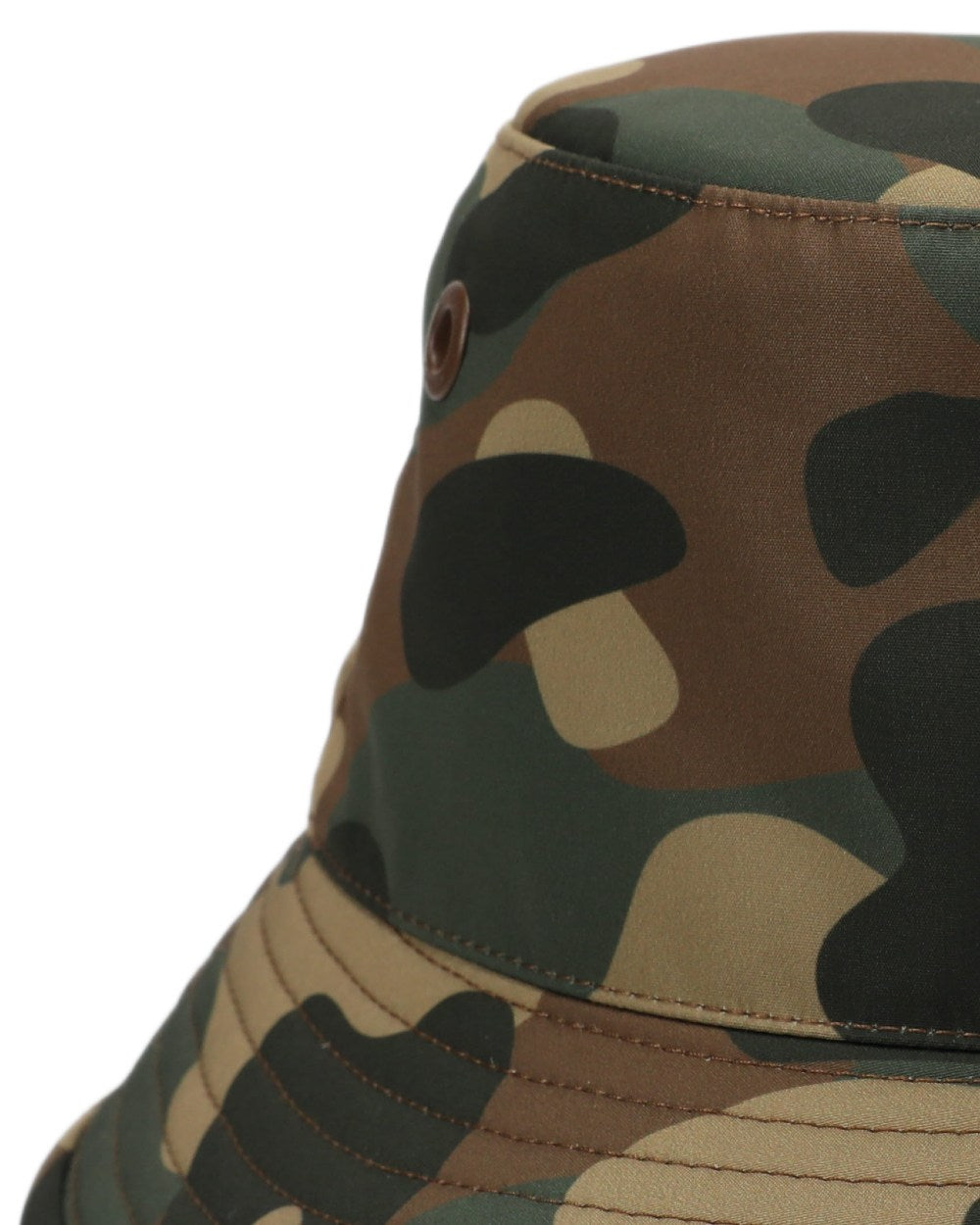 Camo coloured Tilley Camo Logo Technical T1 Bucket Hat on white background 