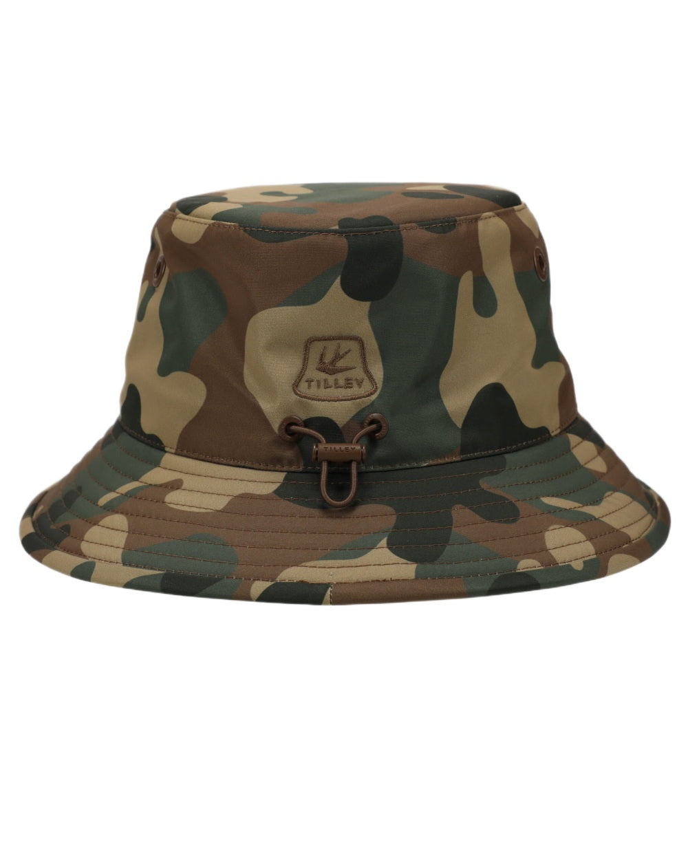 Camo coloured Tilley Camo Logo Technical T1 Bucket Hat on white background 
