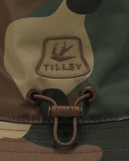 Camo coloured Tilley Camo Logo Technical T1 Bucket Hat on white background 