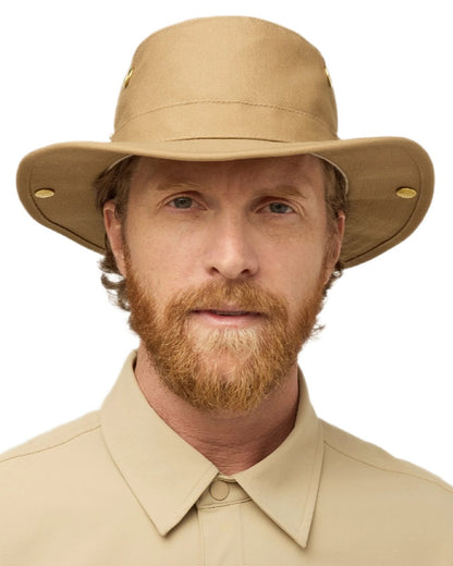 Dark Khaki Coloured Tilley Classic T3 Cotton Hat on white background 