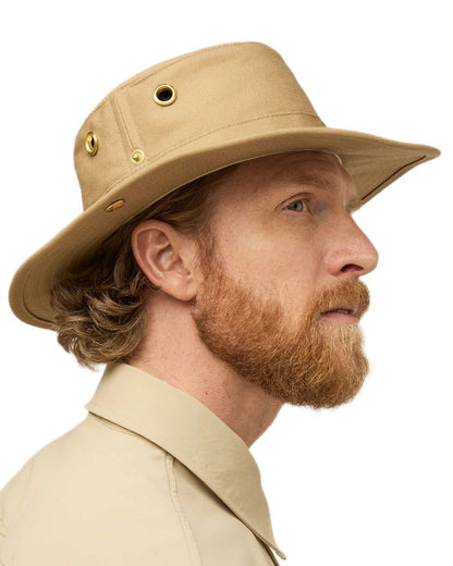 Dark Khaki Coloured Tilley Classic T3 Cotton Hat on white background 