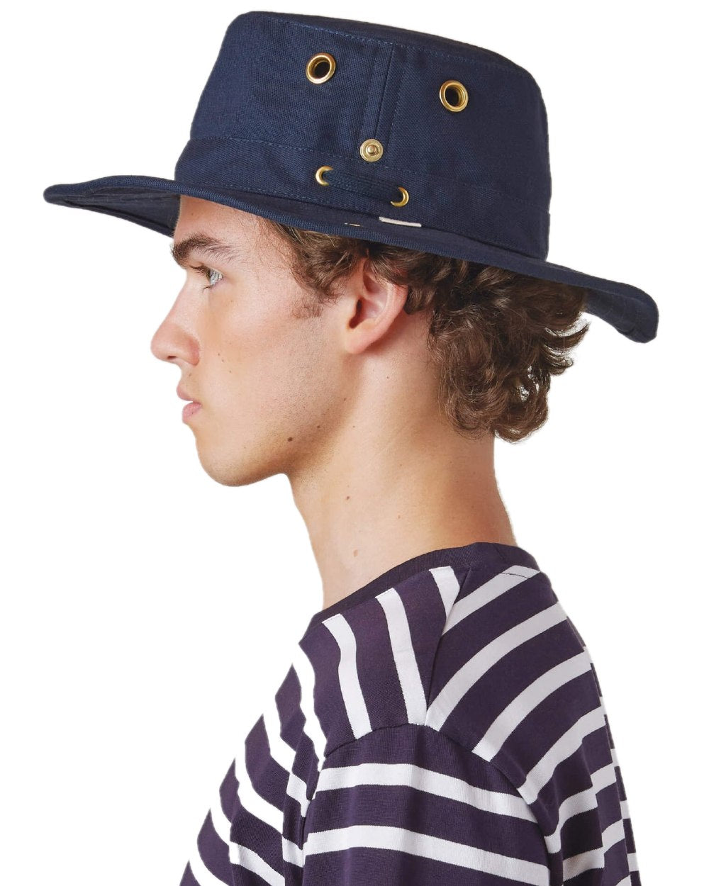 Dark Navy coloured Tilley Classic T3 Cotton Hat on White background 