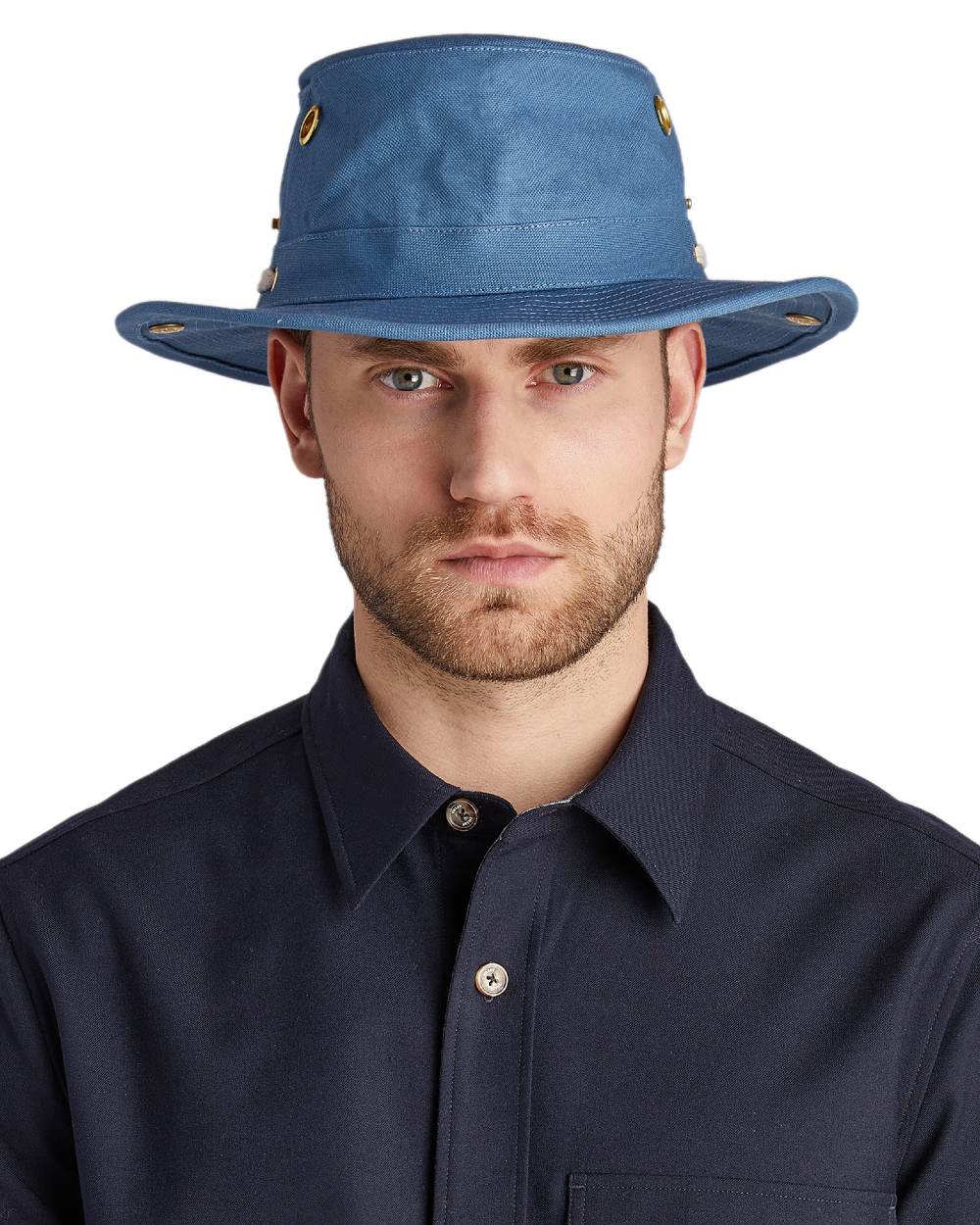 Denim Blue coloured Tilley Classic T3 Cotton Hat on White background 