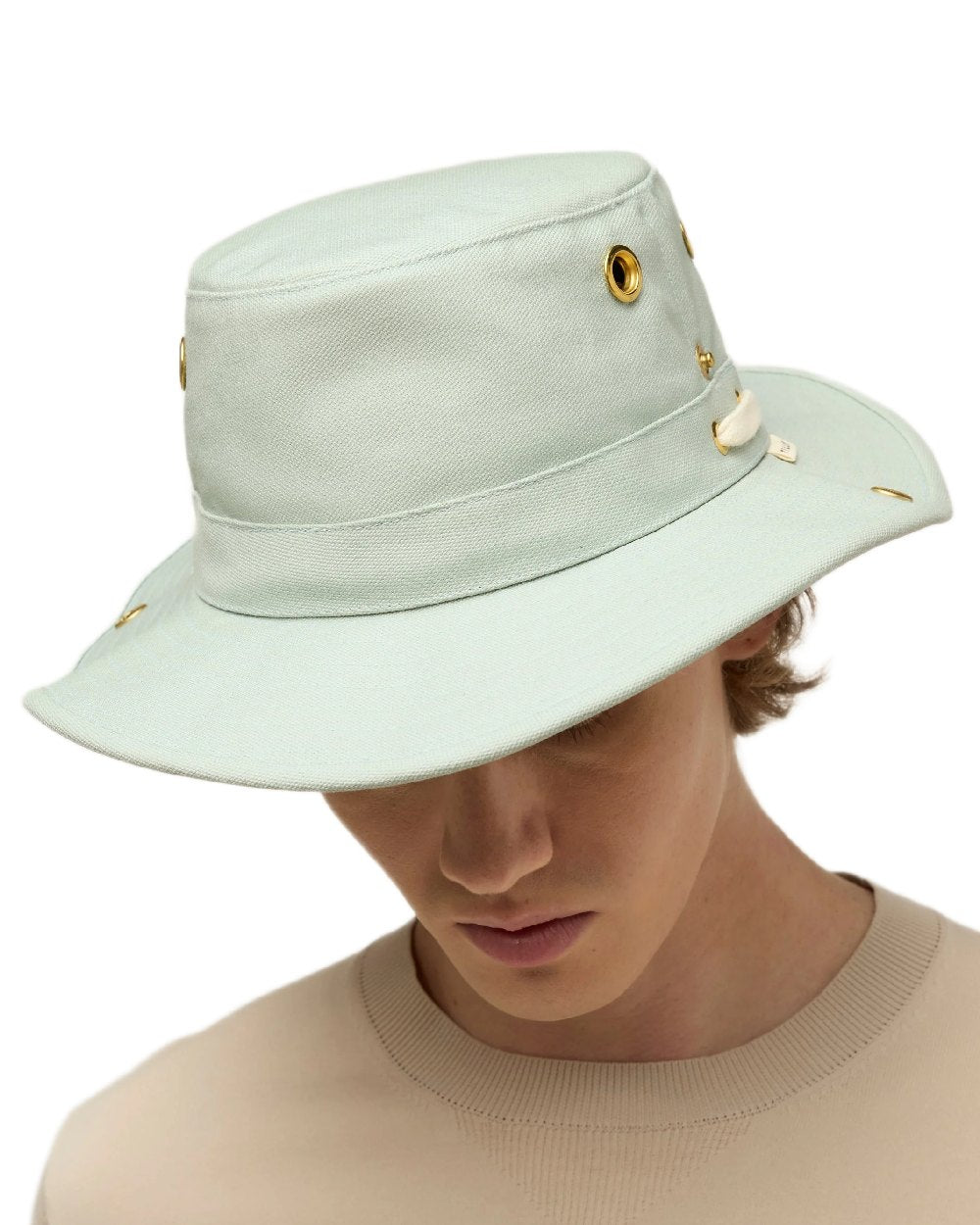 Mist Blue Coloured Tilley Classic T3 Cotton Hat on white background 