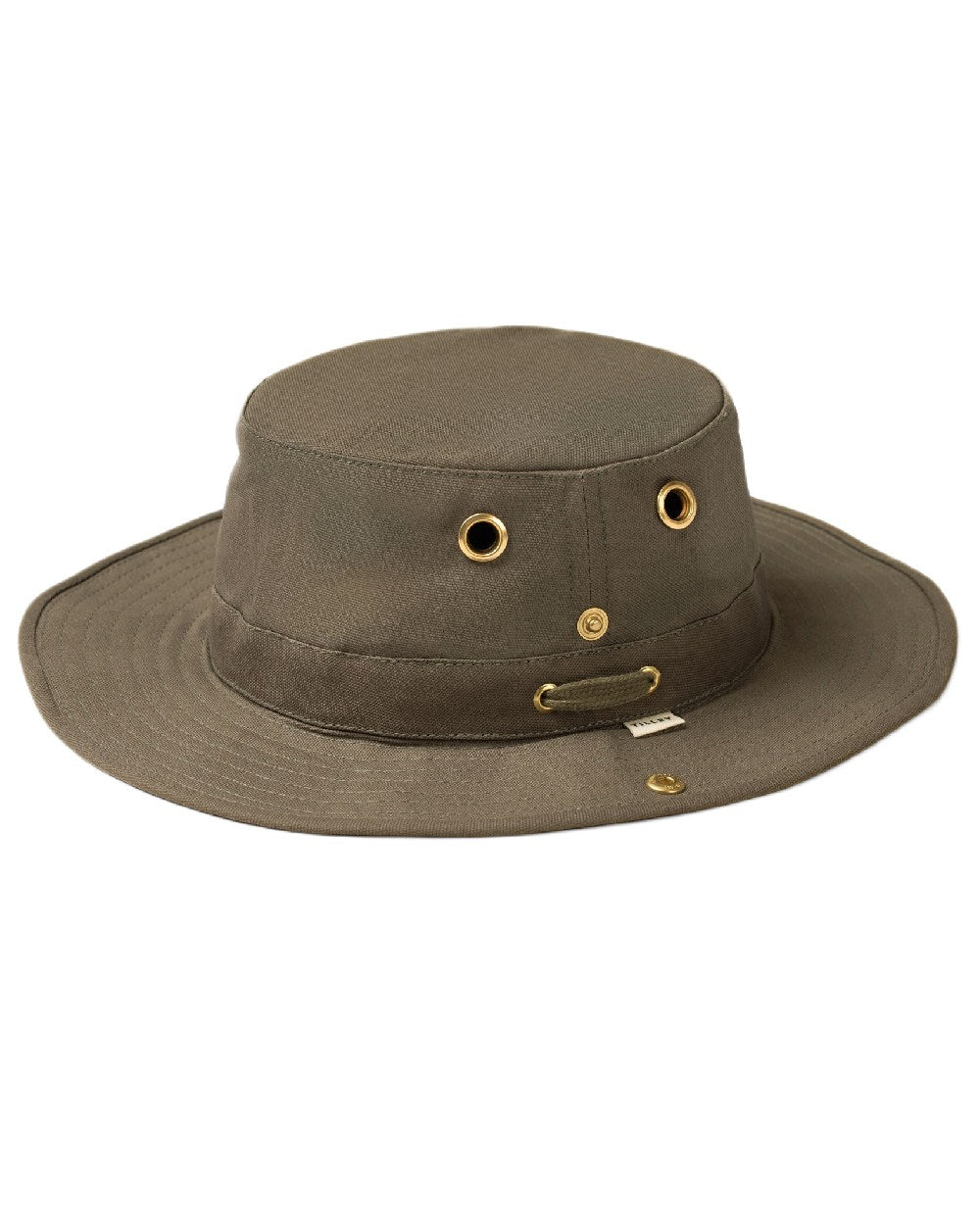 Olive Coloured Tilley Classic T3 Cotton Hat on white background 