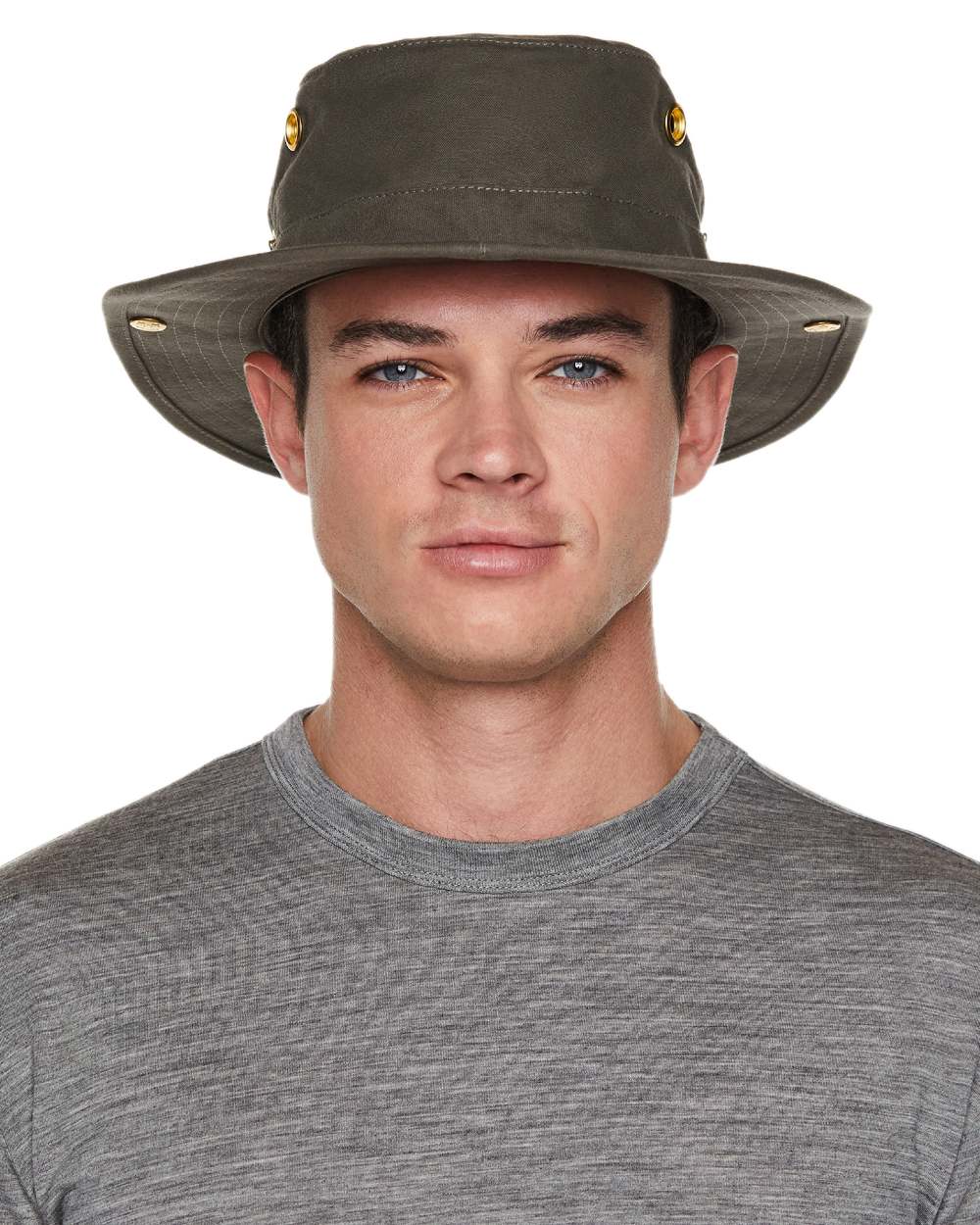 Olive coloured Tilley Classic T3 Cotton Hat on White background 