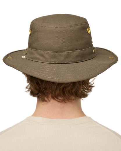 Olive Coloured Tilley Classic T3 Cotton Hat on white background 