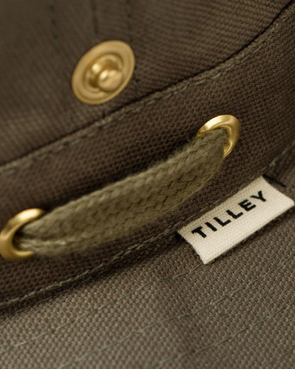 Olive Coloured Tilley Classic T3 Cotton Hat on white background 