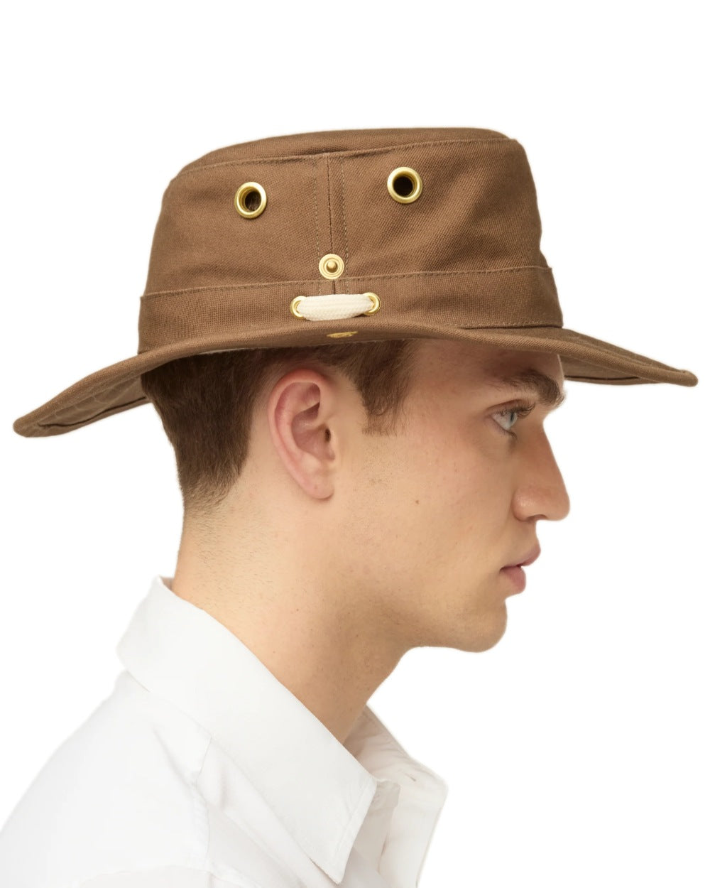 Peat Coloured Tilley Classic T3 Cotton Hat on white background 