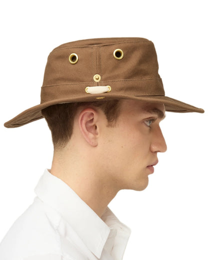 Peat Coloured Tilley Classic T3 Cotton Hat on white background 