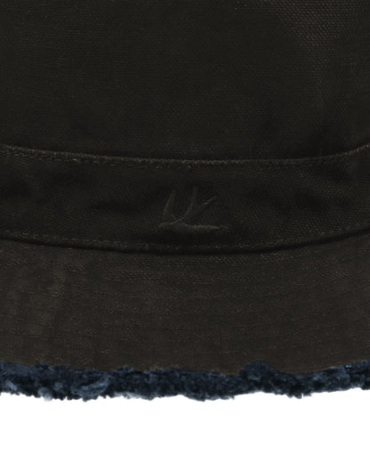 Black Coloured Tilley Fringe Wanderer Hat on white background 