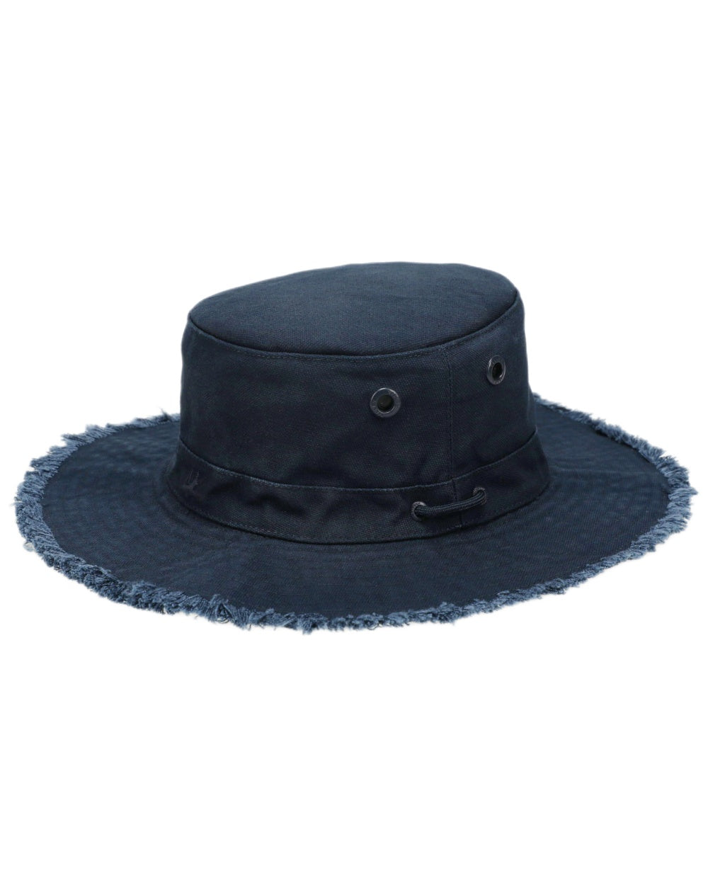 Dark Navy Coloured Tilley Fringe Wanderer Hat on white background 