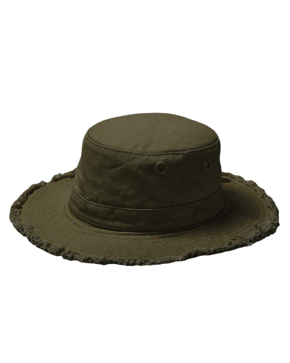 Dark Pine Coloured Tilley Fringe Wanderer Hat on white background 