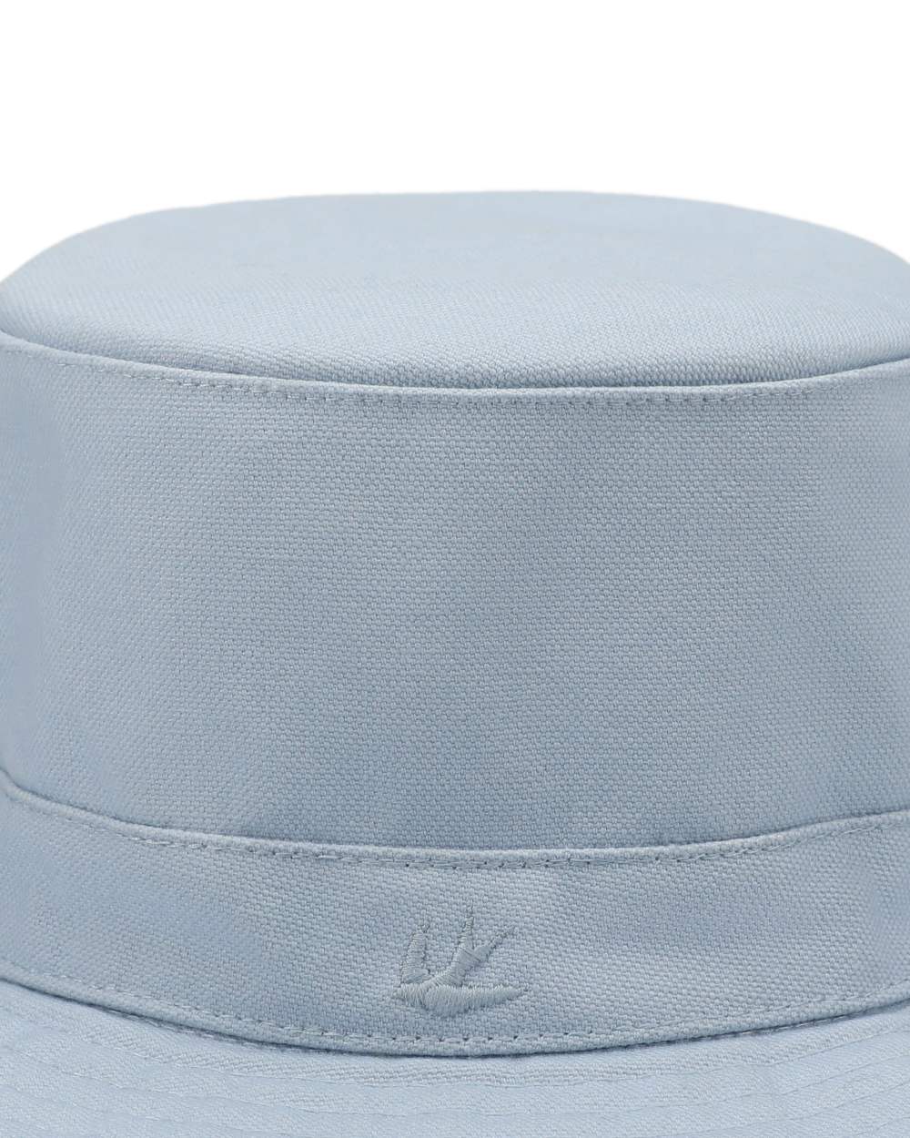 Ice Blue Coloured Tilley Fringe Wanderer Hat on white background 