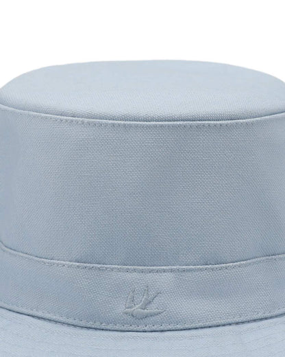 Ice Blue Coloured Tilley Fringe Wanderer Hat on white background 
